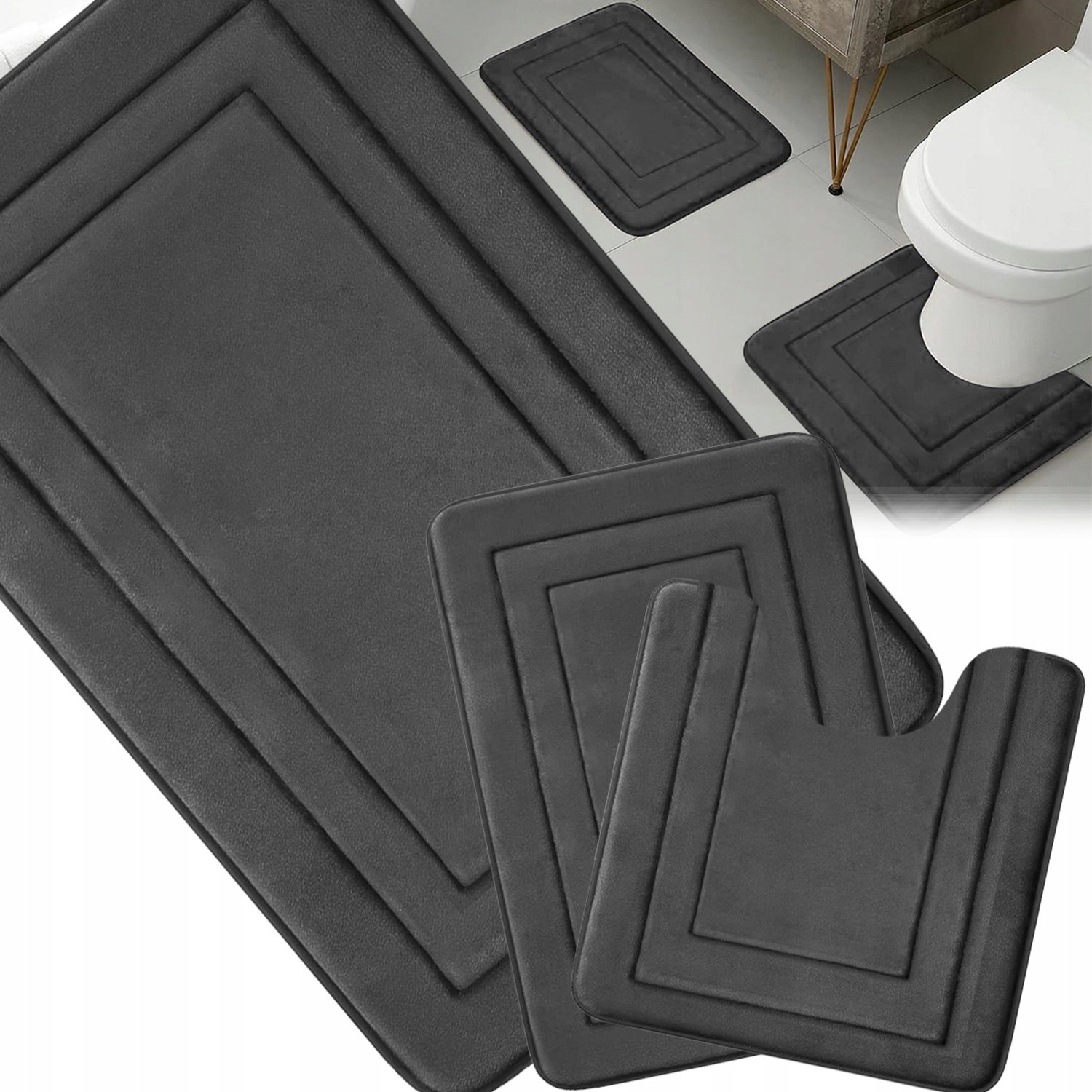 3-delige Antislip Badkamermatten Set - Extra Zacht & Absorberend