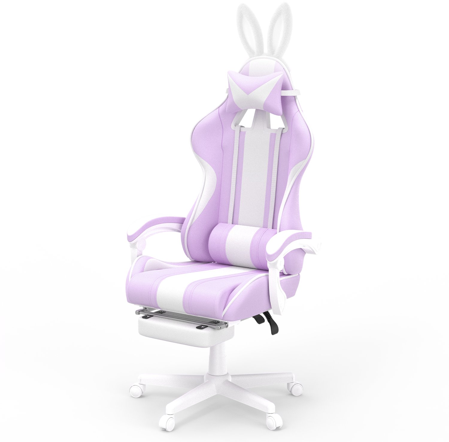 Arvioo gamestoel‑paars‑konijnenoren‑voetensteun‑gekoppelde armsteunen‑massage