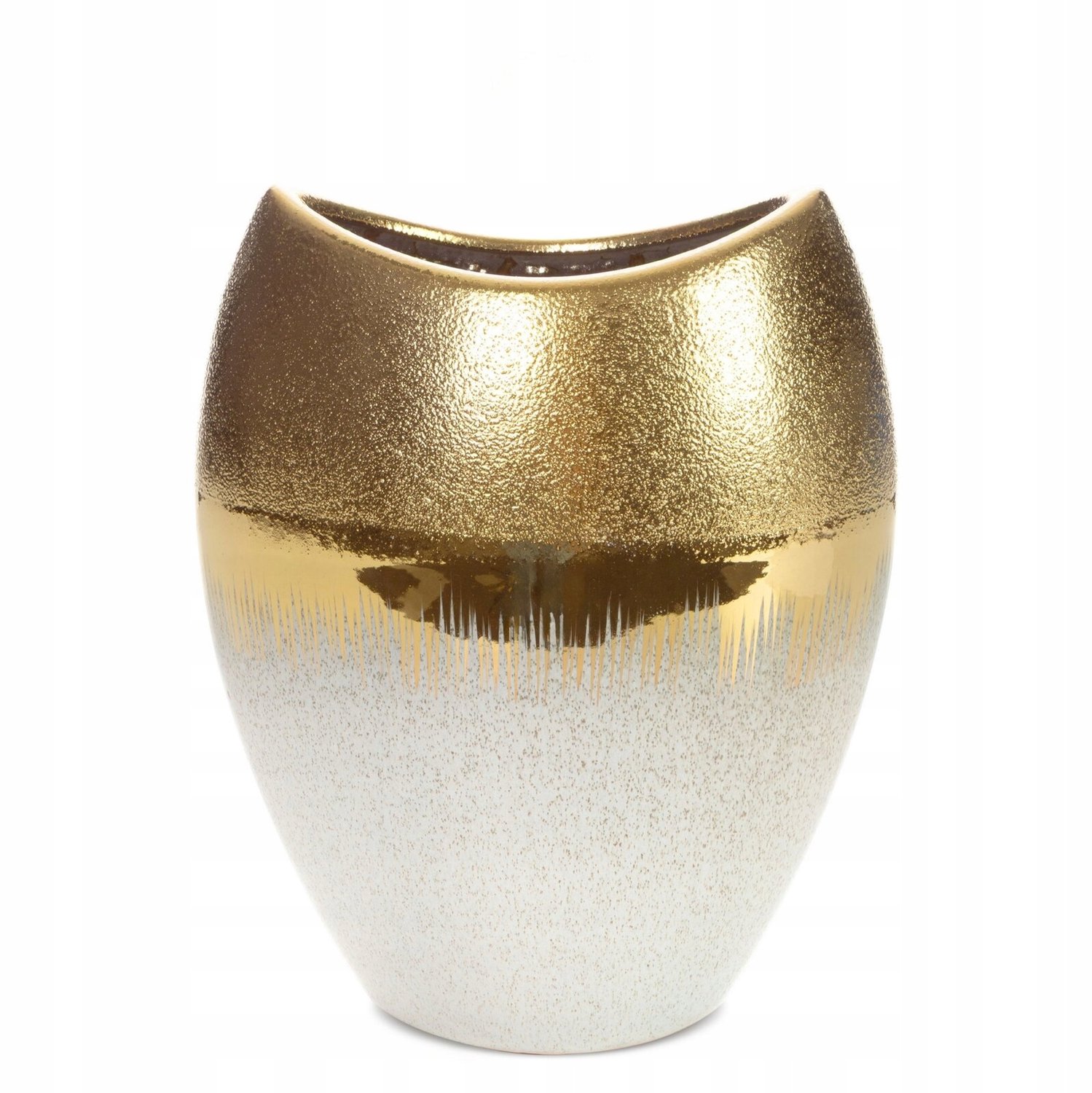 MAX Vaas Crème-Goud 24x15x30 cm - Keramiek Glamour Decoratie