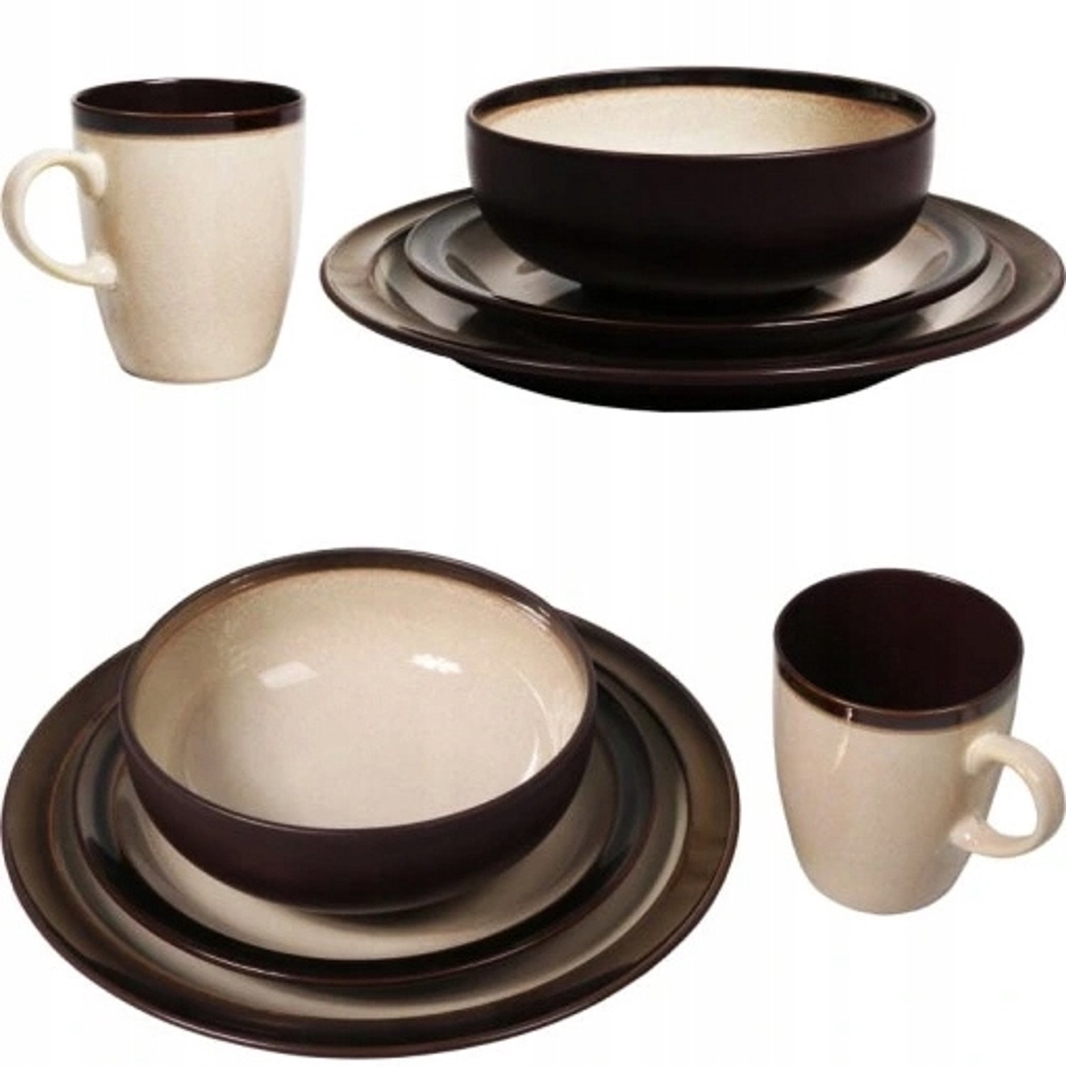 Goliat Keramiek Servies Set Bruin/Beige - 4 Delig