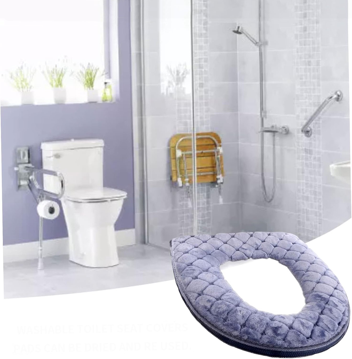 Zachte Toiletbril, Wasbaar Kussen, Comfortabele Wc-Brilhoes, Herbruikbare Hoezen Met Ritssluiting.