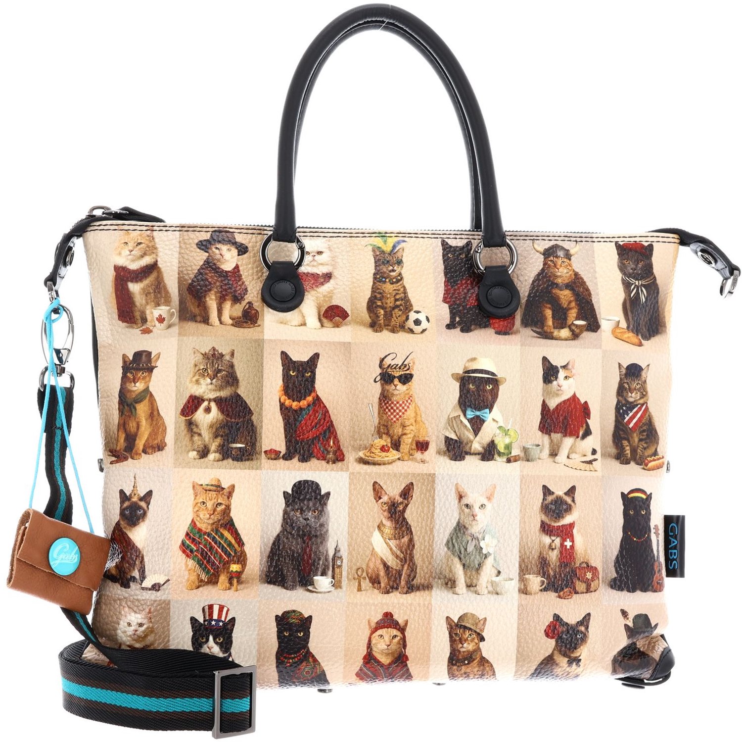 Gabs Leren handtas schoudertas G3 Plus Hand Bag Worldwide Cats Beige veelkleurig