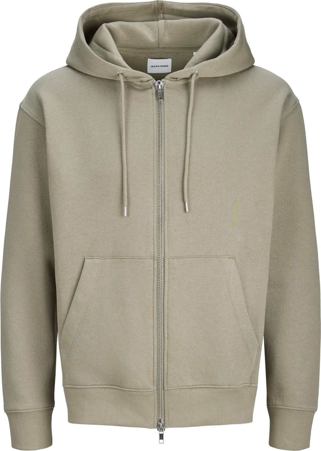 JACK & JONES Ace sweat zip hood regular fit - heren sweatshirt katoenmengsel met capuchon met rits - groen (vetiver)