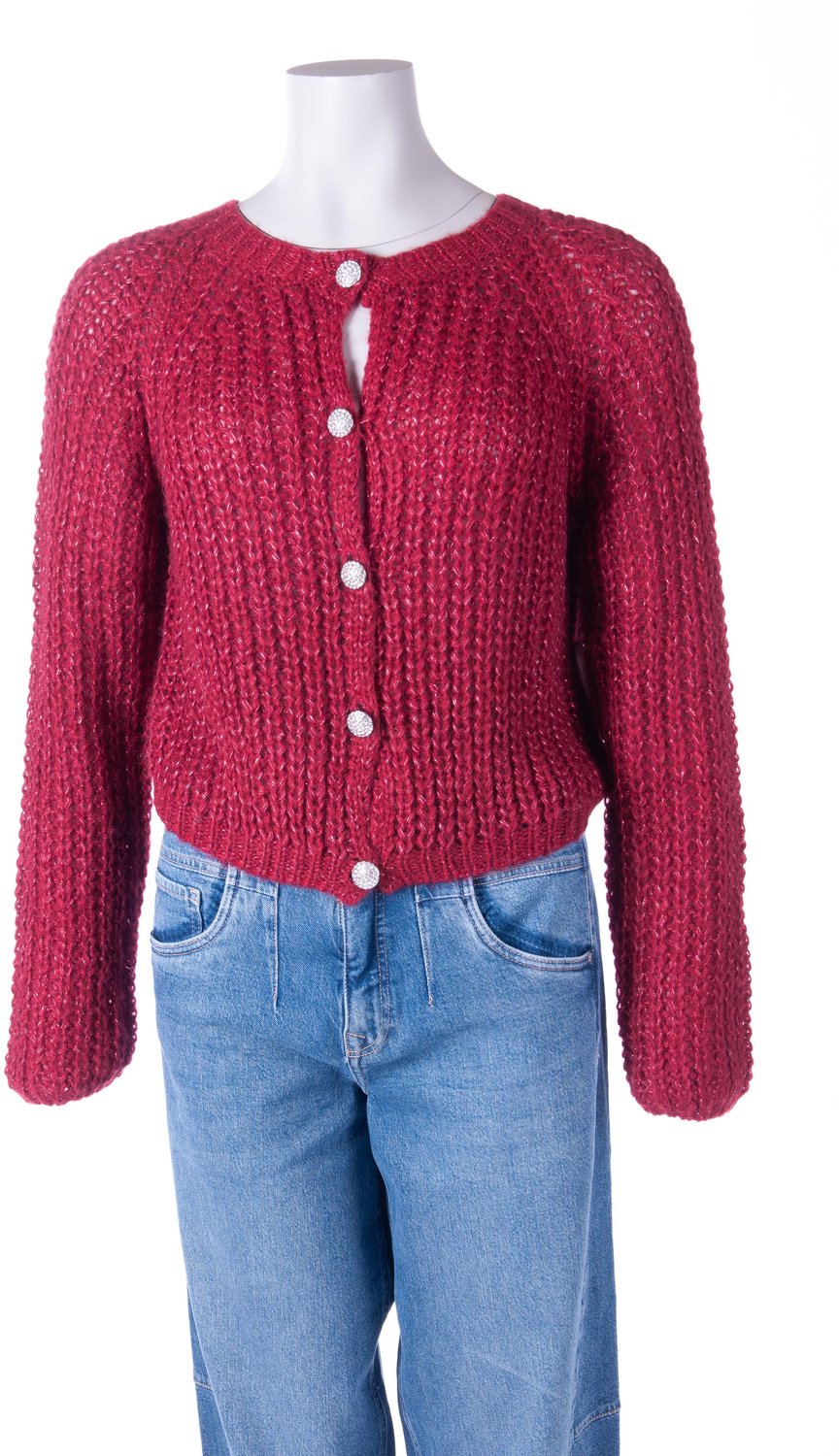 Kocca gebreid vest rood met strass-knopen voor dames - S (36)