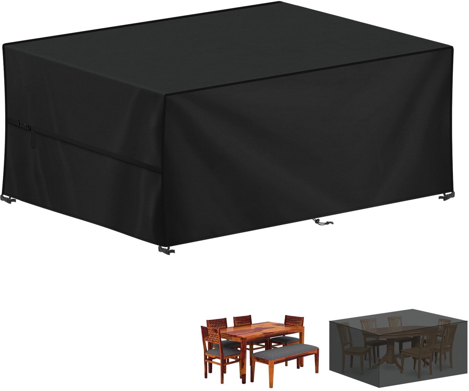 Famanu - Tuintafelhoes 230x110x75cm - Bescherming tegen weersinvloeden - Waterdicht 420D Oxford-Stof - Zwart 1 stuk