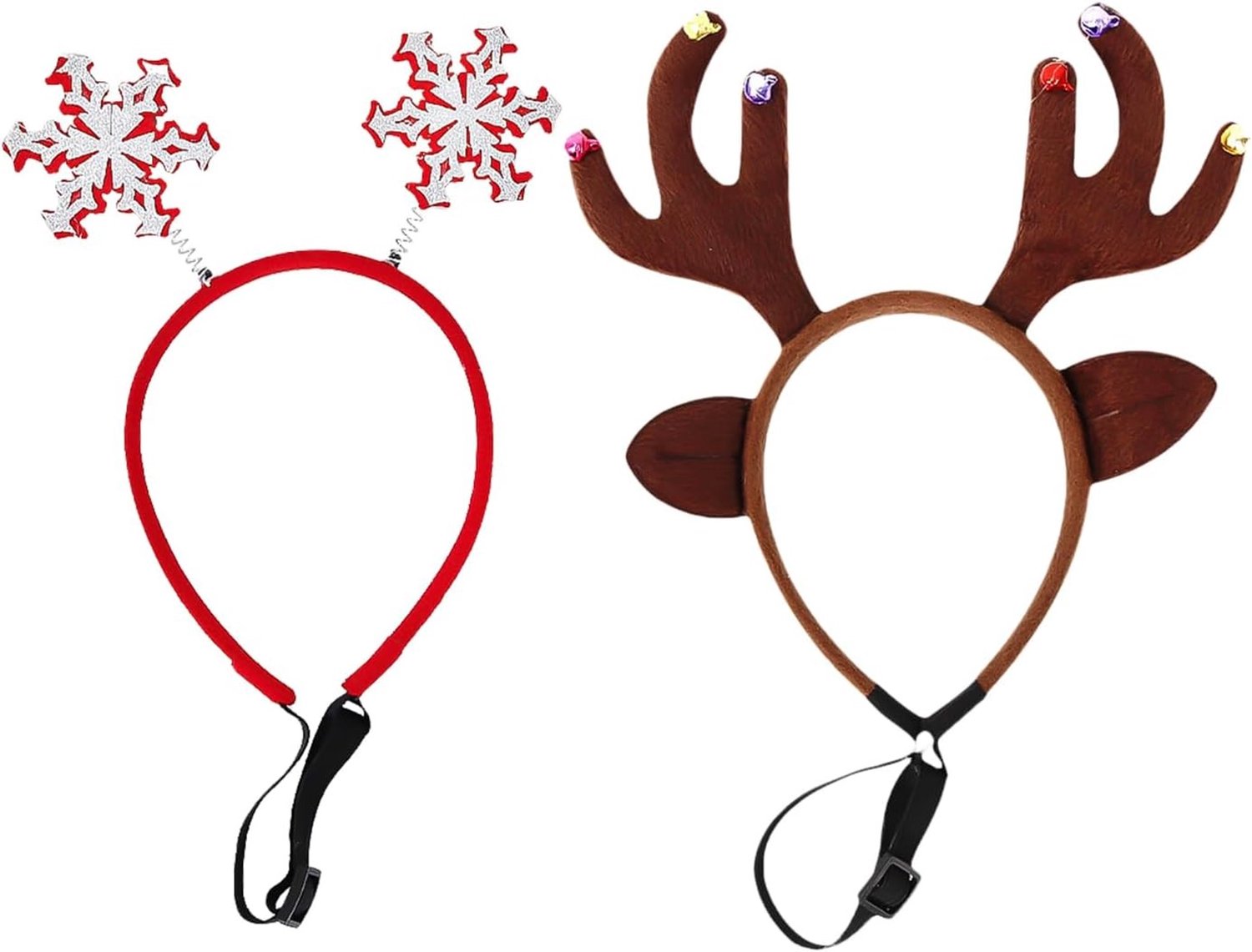 2 Stuks Kerst Pet Hoofddeksels met Rendier Antlers en Sneeuwvlok Design voor Honden en Katten, Perfecte Kerstkostuums en Accessoires