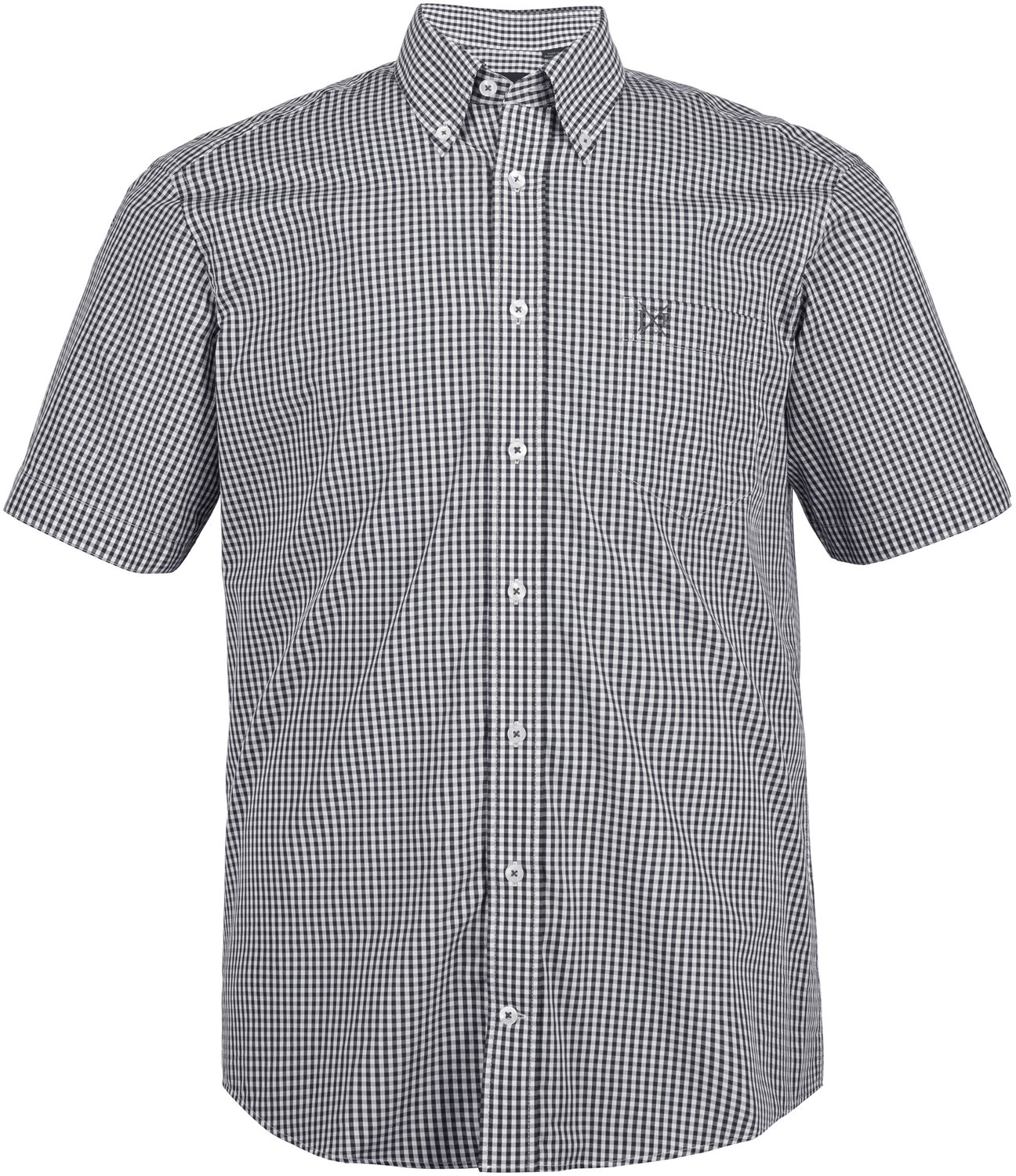 JP 1880 - Heren - overhemd korte mouwen vichy ruitje t/m 8XL comfort fit - Zwart - Maat 4XL
