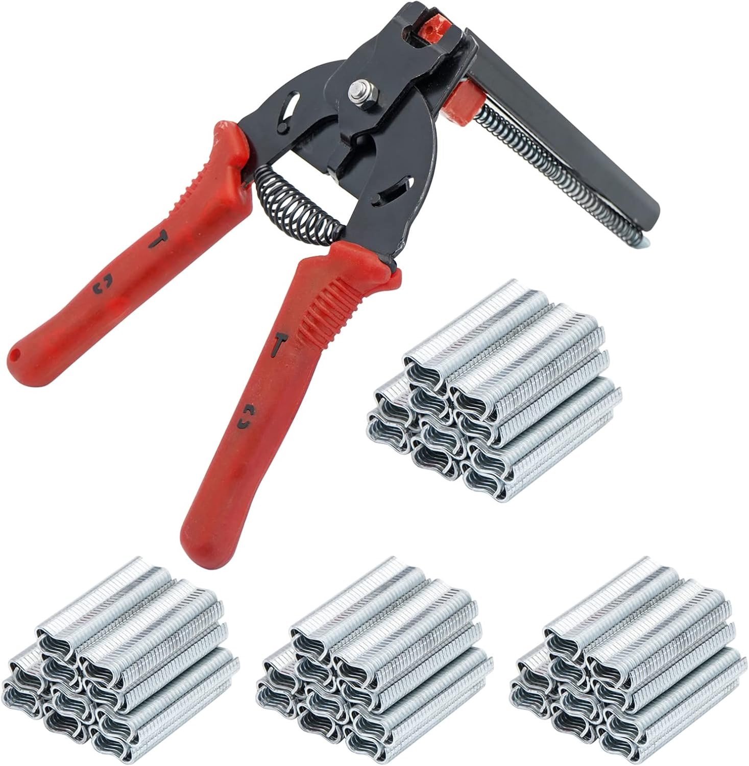 Hog Nail Ring Pliers Kit met 2400 M Clips, Draadklemmen voor Hekwerk en Dierenverblijven