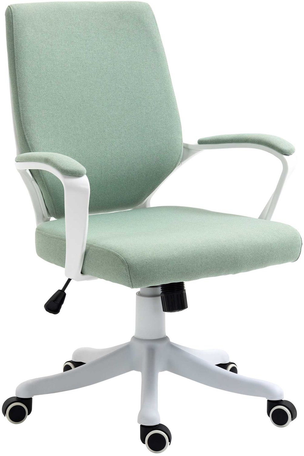 Vinona Bureaustoel - Met lendensteun en wippfunctie - In hoogte verstelbaar - Polyester - 62 x 69 x 92-100 cm - Groen/Wit