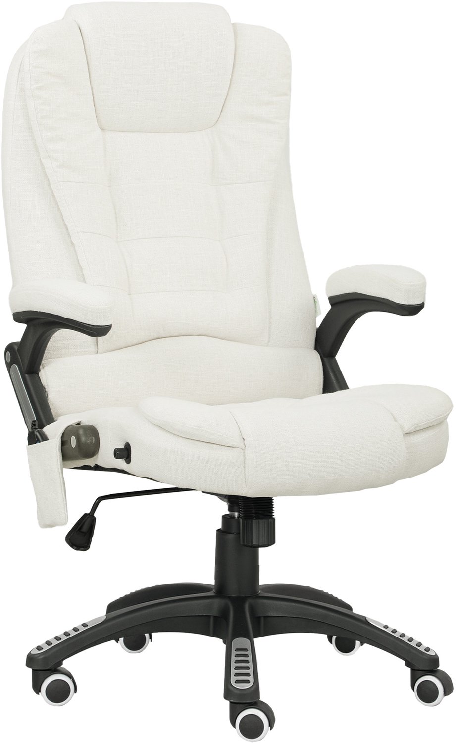 Vinona Bureaustoel met massage- en warmtefunctie - Met verstelbare rugleuning - 68 x 72 x 110-120 cm - Crèmewit