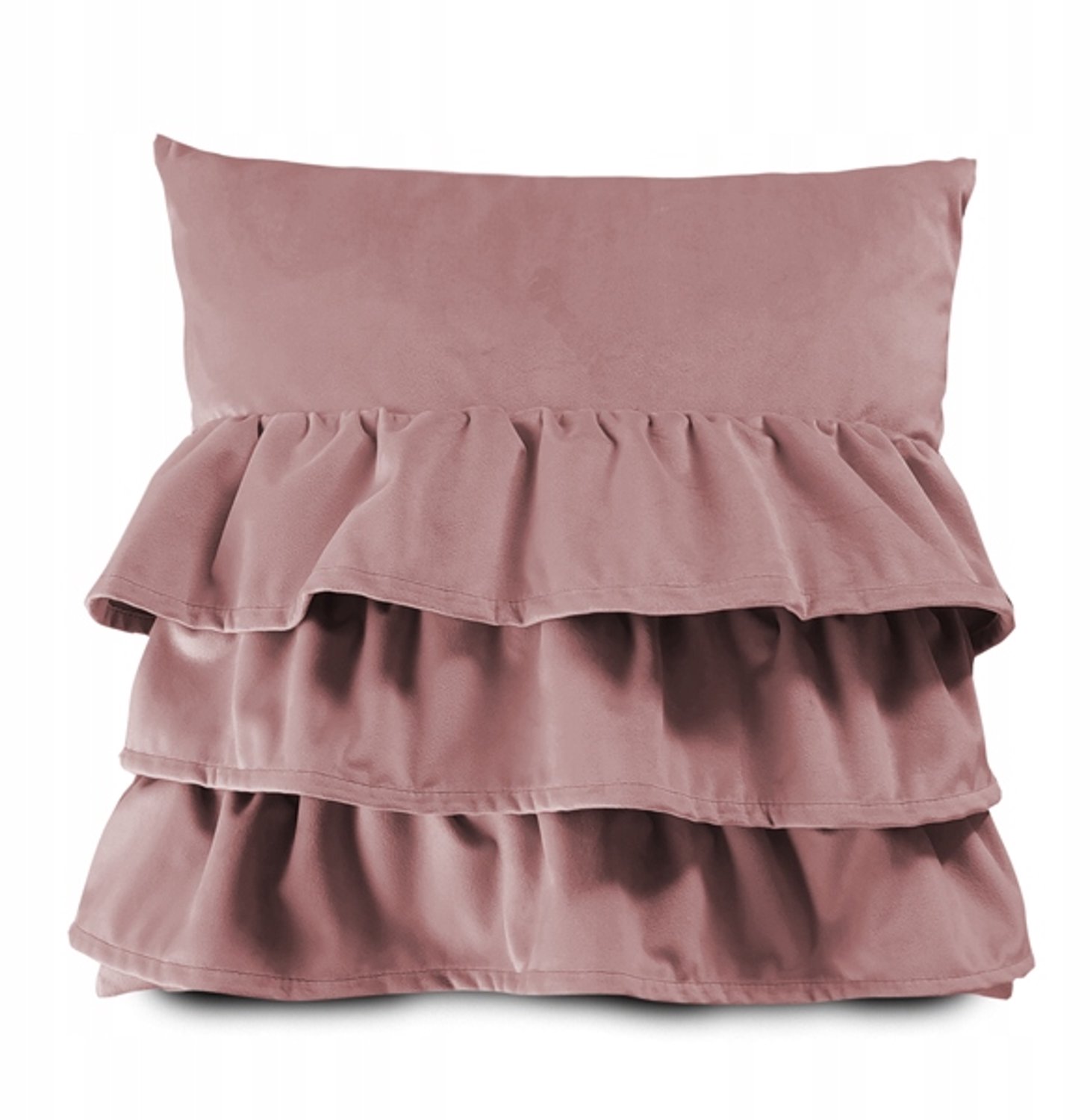 Fluwelen Kussensloop met Ruche - Poederroze (40x40cm)