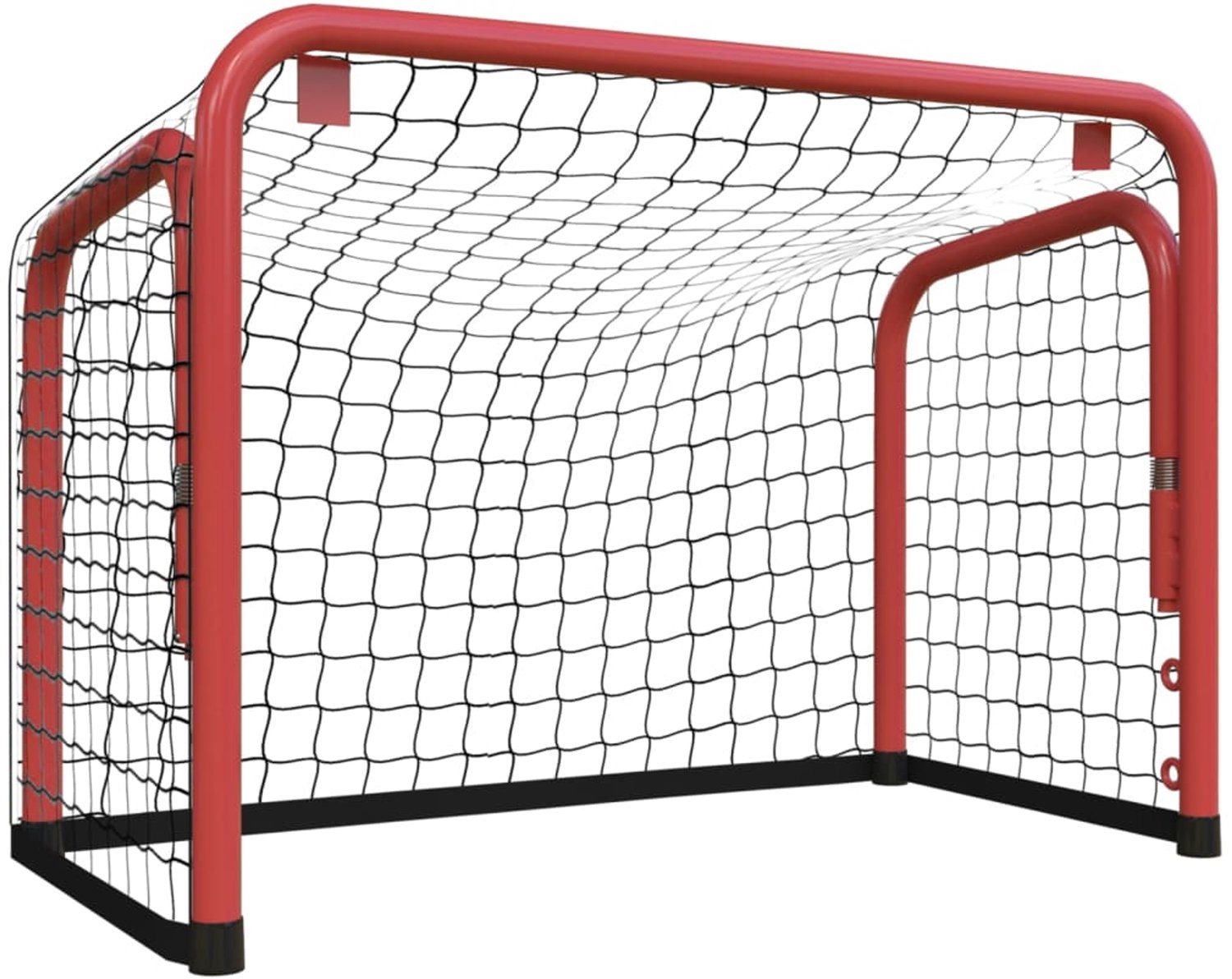 vidaXL - Hockeydoel - met - net - 68x32x47 - cm - staal - en - polyester - rood - en - zwart