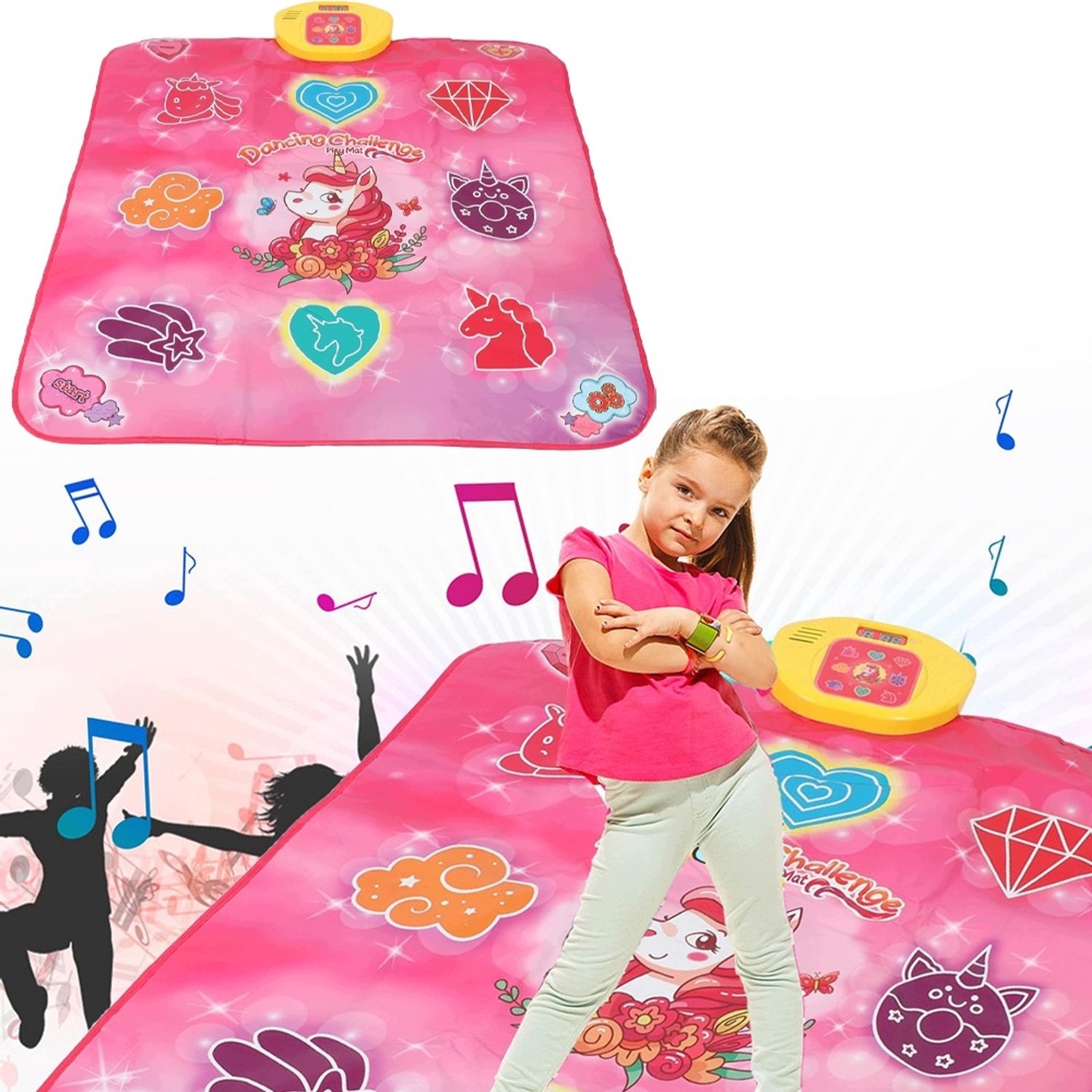 Interactieve Dansmat met Muziek en Licht - Roze, Groot, 5 Modi