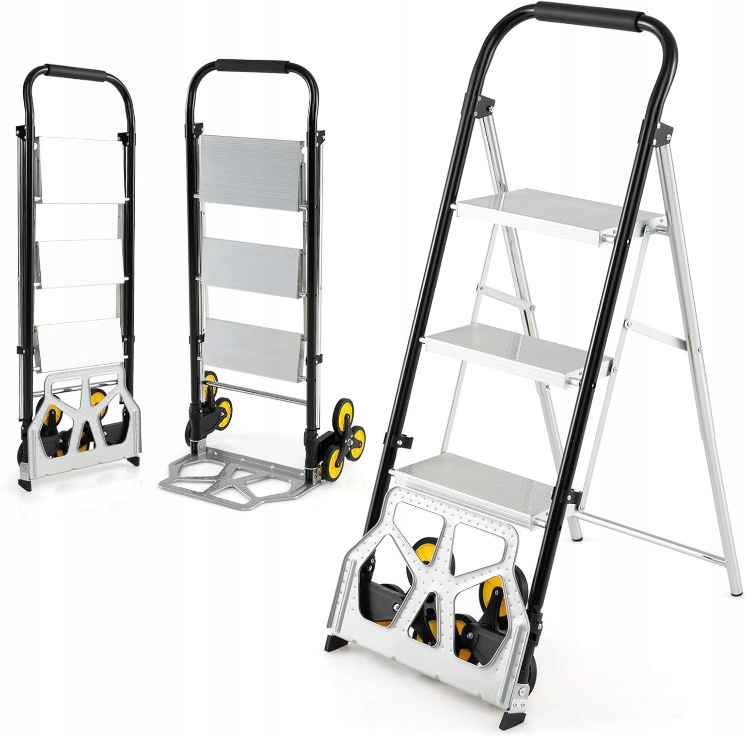 2-in-1 Transportkar & Aluminium Ladder, Opvouwbaar, 100/250kg