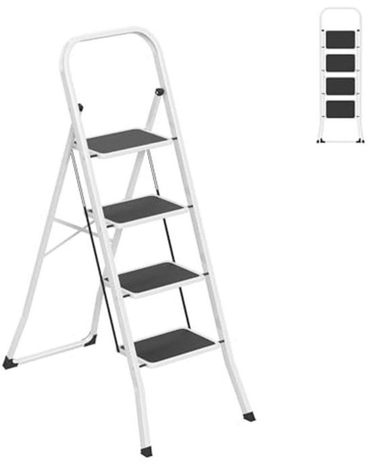 Inklapbare trapladder - Met leuning - 4 treden - Veilig en stabiel - Maximale draagkracht 150 kg