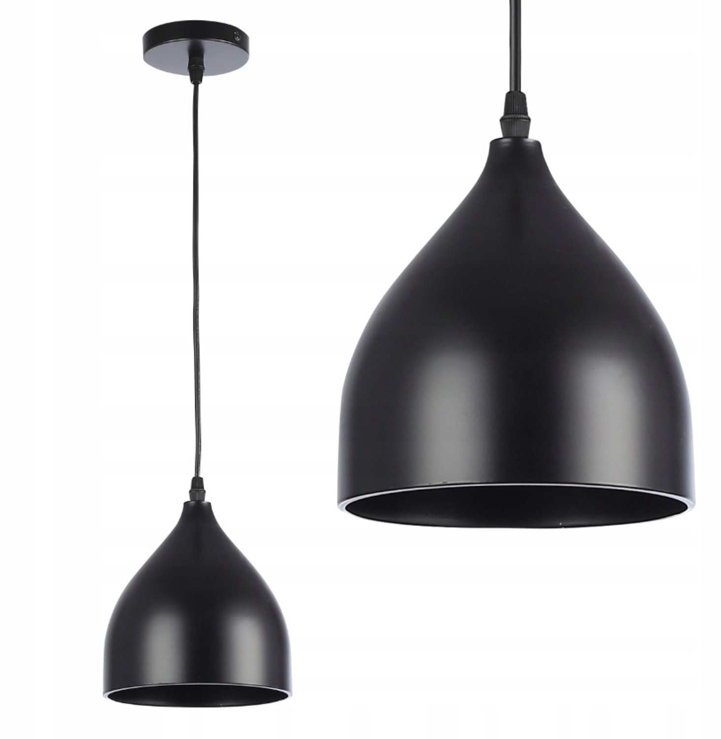 Luxe zwarte hanglamp E27, 1m kabel, metaal, loftstijl