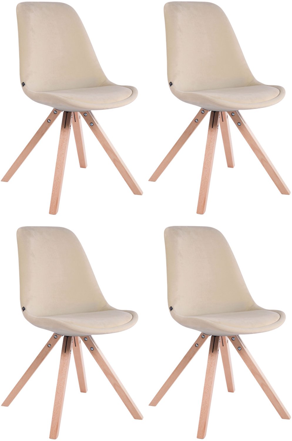 Luxe Comfort Milano 0117 stoelen (set van 4) - fluweel - crème creme