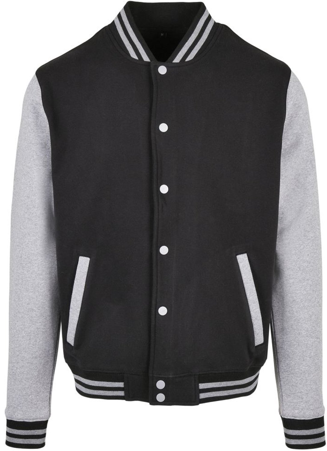 Build your Brand Basic College Jacket BYBB004 - BLACK/HEATHER GREY - 3XL