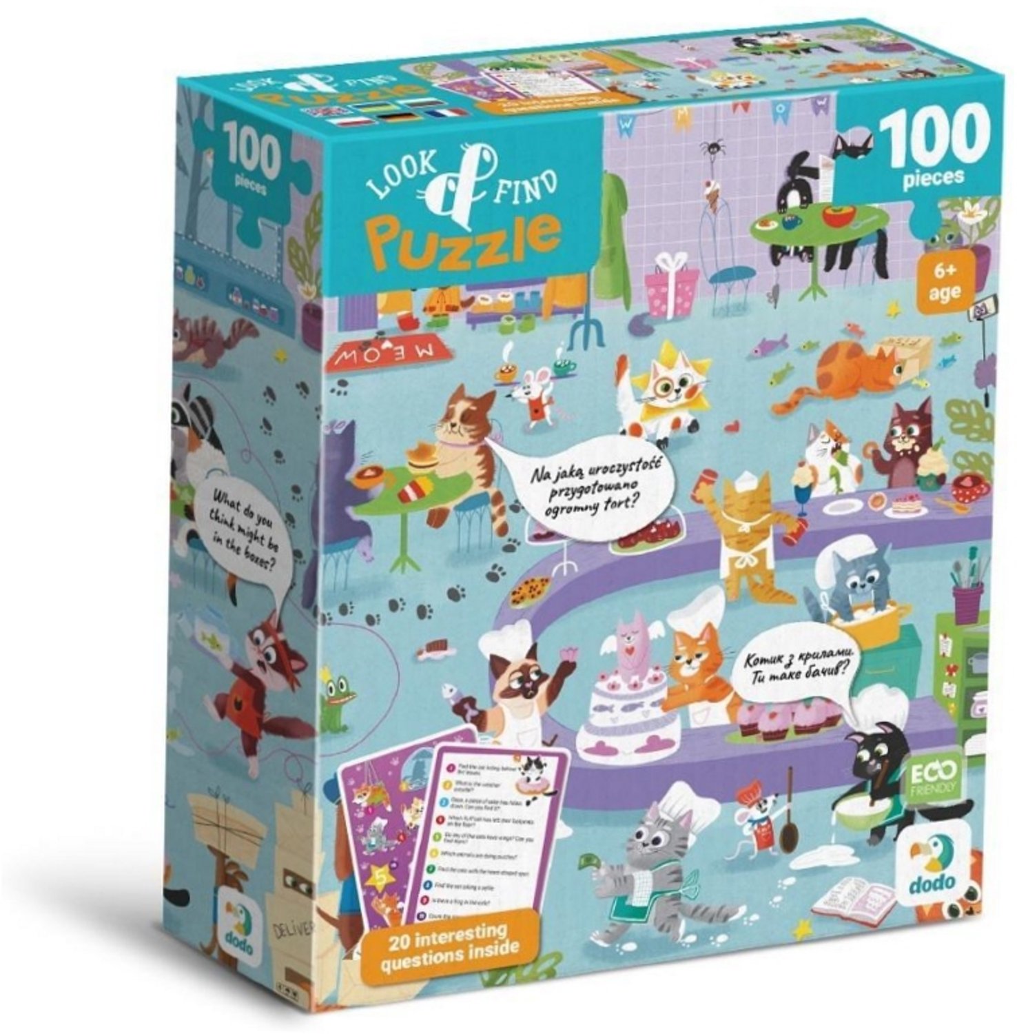 Dodo Puzzel 100 Stuks Look&Find Katten Café - Vanaf 6 Jaar