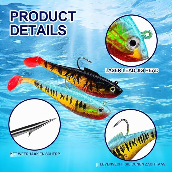 Vijf Rubber Vissersaas met Loodkop voor Forel, Zander en Baars - Paddle Tail voor Zoet en Zout Water (11cm) — afbeelding 2