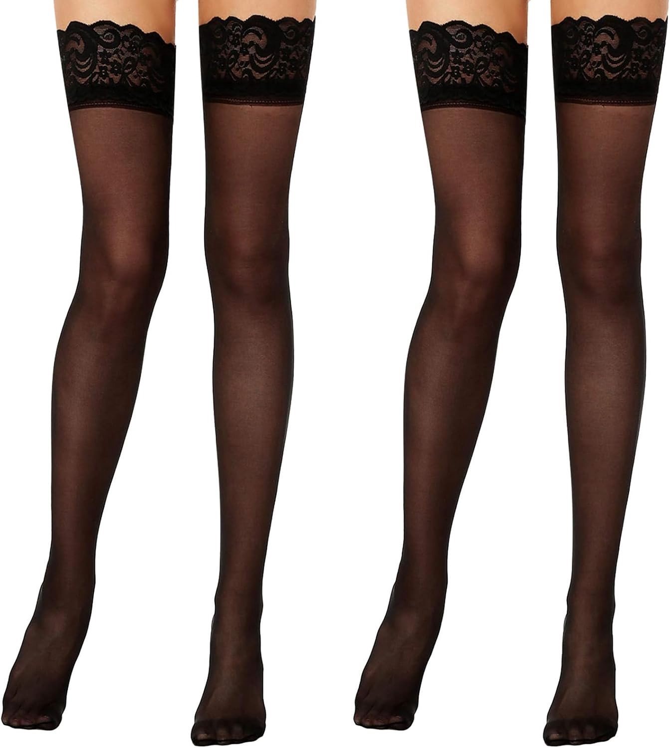 Halterloze Kousen met Kant en Silicone, 2 Pairs, Sexy en Non-Slip, Perfect voor Speciale Gelegenheden en Avonden