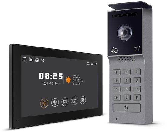 Video Deurbel Bedraad 2-draads - 7 Inch Touchscreen - 1080p HD Camera - Wifi Verbinding - Bidirectionele Audio - Voor Thuisbeveiliging — afbeelding 2