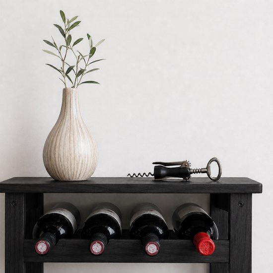 Wijnrek hout - voor 24 flessen - staand - zwart — cadeau in Wonen & Interieur - foto 3