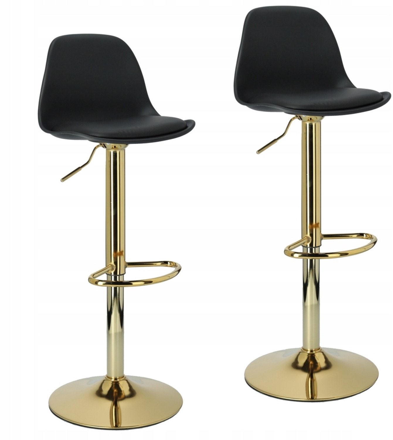 2x Zwarte Barstoelen met Gouden Poot - Verstelbaar & Draaibaar