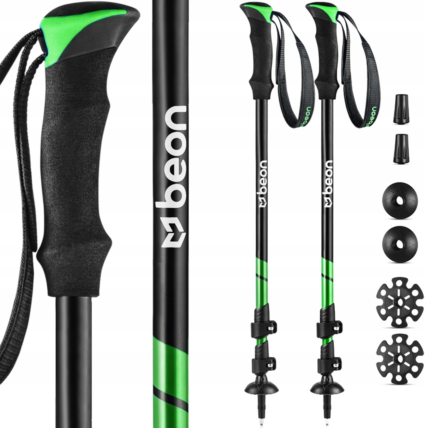 Beon Telescopische Trekkingstokken Nordic Walking Verstelbaar Groen