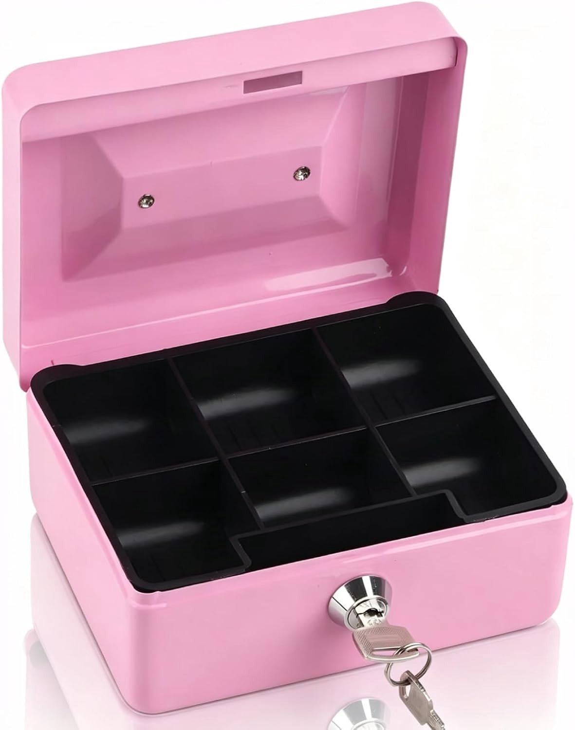 Compacte Geldkist met Slot - Draagbare Stalen Mini Cash Box voor Thuisgebruik, 16 x 13 cm, Roze, Veiligheid, Organisatie, Opbergruimte