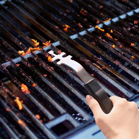 2 stuks grillrooster handvat 27 cm, grillrooster handvat van roestvrij staal met een dikte van 3 mm, grillrooster handvatten met een 29 cm vork, voor gezinnen, camping en restaurants — afbeelding 2