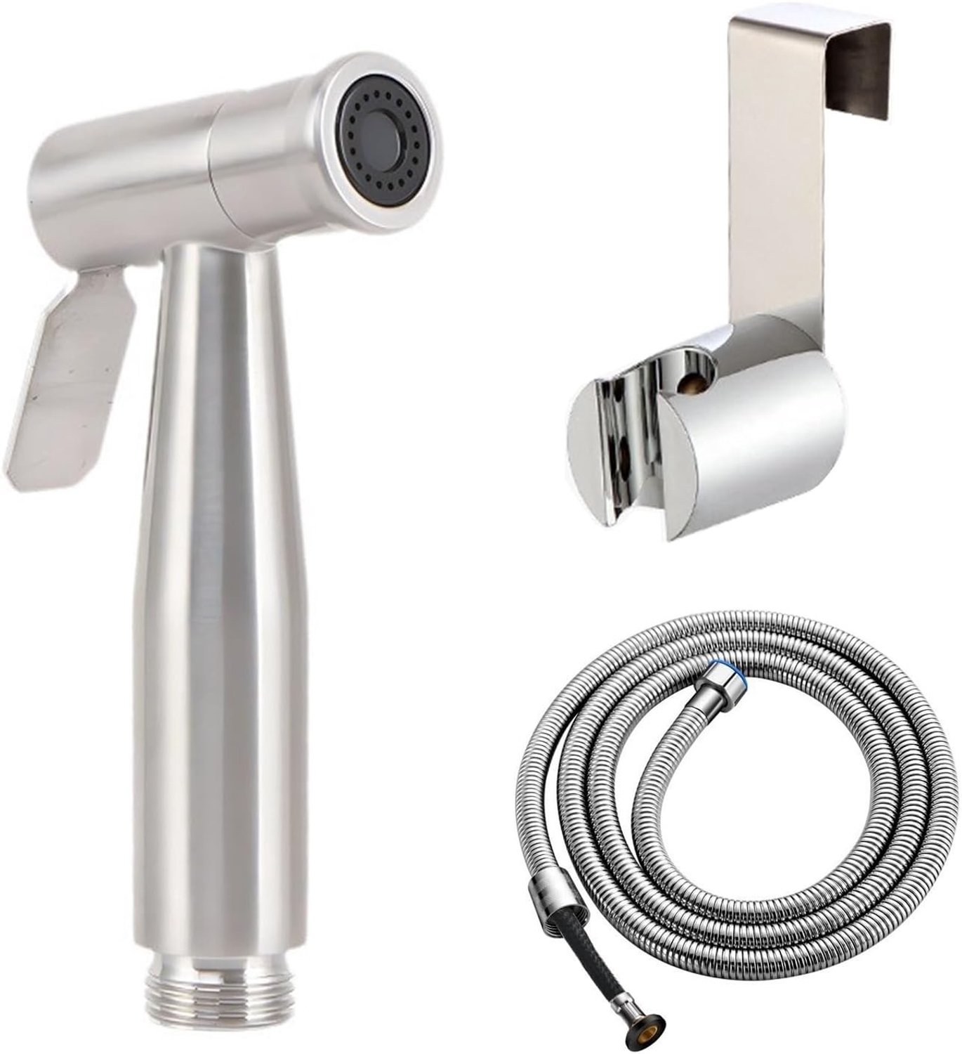 Handdouche voor bidet, roestvrijstalen sproeier met 150 cm slang en wandhouder voor toiletgebruik, hygiënisch en eenvoudig te installeren