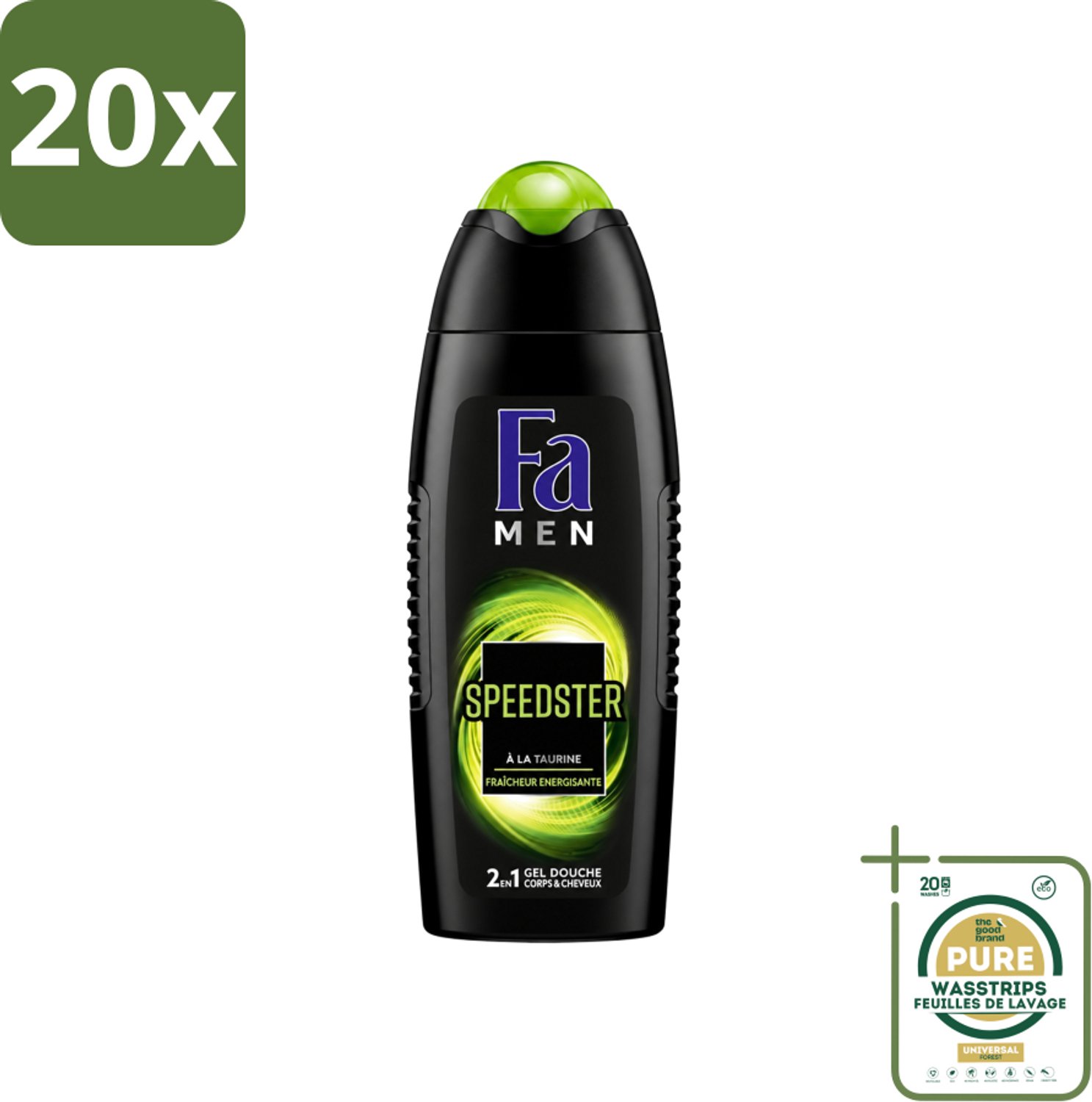 20 x Fa Men - Douchegel - Speedster - Verfrissend & Energiek - Langdurig - 250 ml - Wasstrips - Douchegel Mannen - Energieke Geur - Verfrissende Geur - Taurine - Langdurig Effect