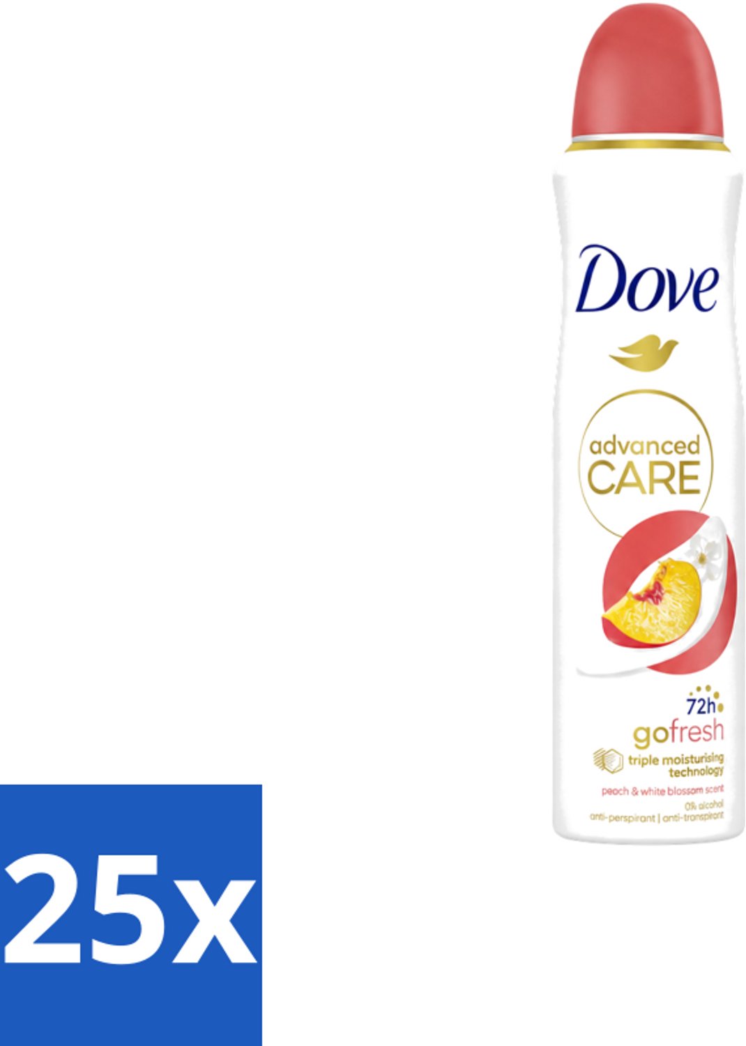 25 x Dove – Deodorant Spray – Peach & White Blossom – 150 ml - Voordeelverpakking - 25 stuks