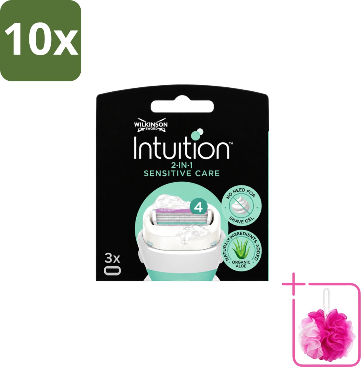 10 x Wilkinson – Scheermesjes – Intuition Dry Skin Sensitive Care – 3 Scheermesjes - Bulkverpakking - Gevoelige huid - Douchemop - Scheermesjes