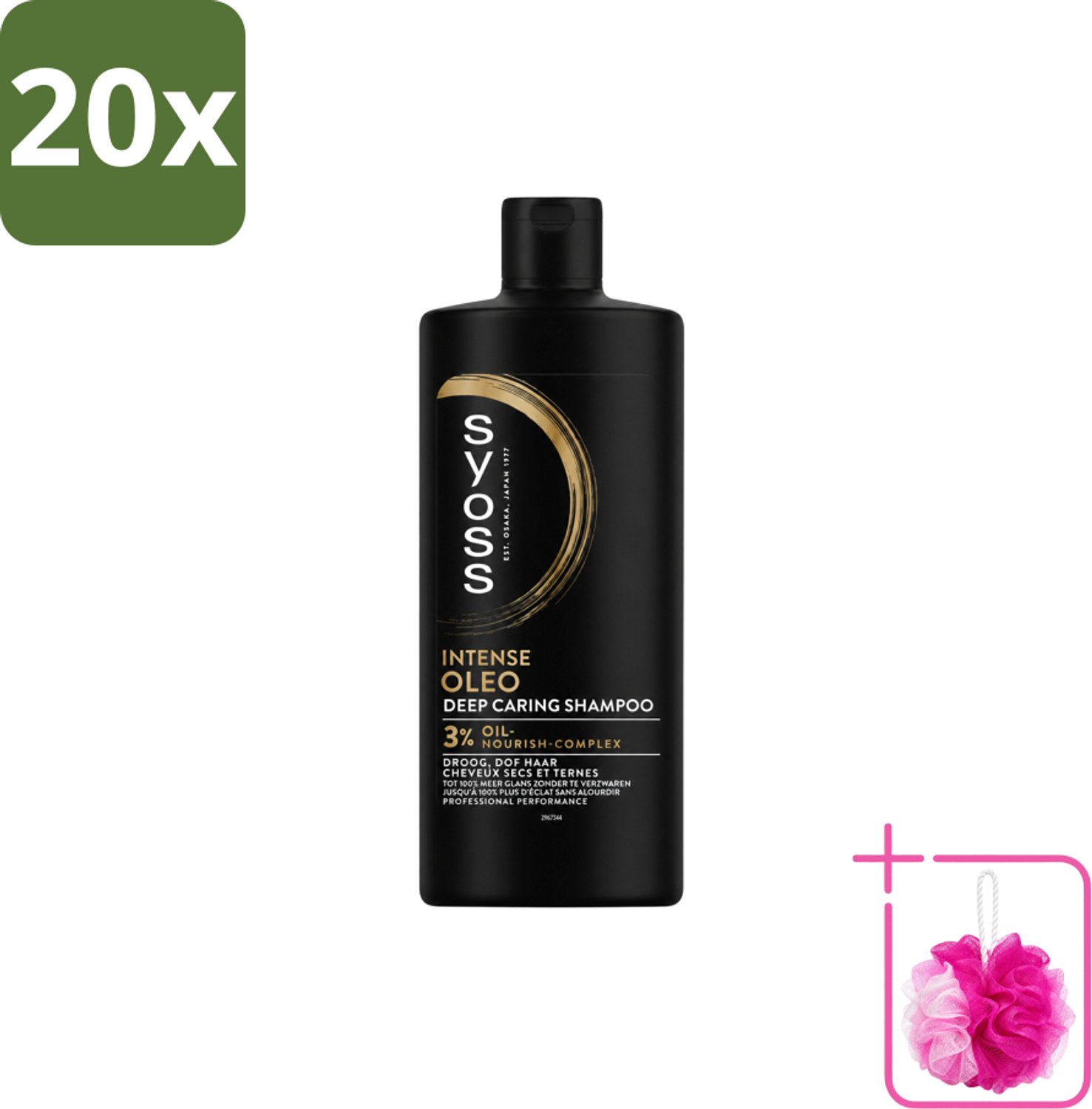 20 x Syoss – Shampoo – Oleo – 440 ml - Bulkverpakking - Voedend shampoo - Douchemop - Droog haar