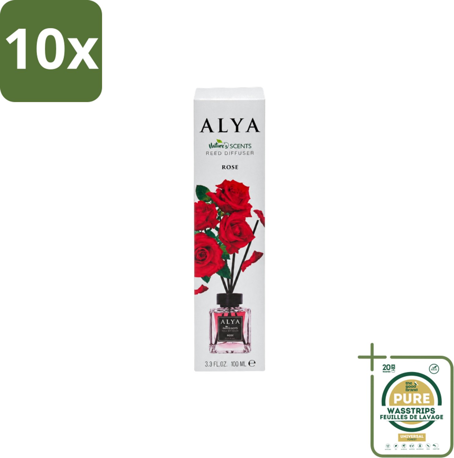 10 x Alya – Geurdiffuser – Rose – Interieurparfum - Wasstrips - Geurstokjes - Geurdiffuser - Geur - Geurverspreiding - Geur Olie