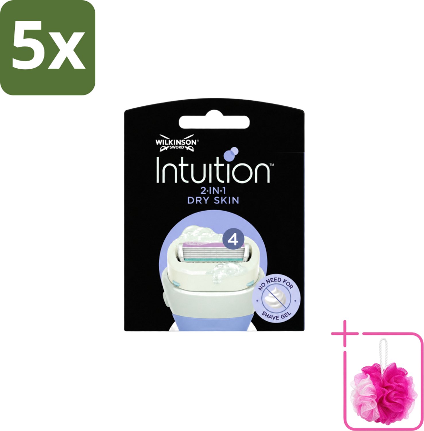 5 x Wilkinson – Scheermesjes – Intuition Dry Skin Coconut Milk & Almond Oil – 3 Scheermesjes - Bulkverpakking - Scheermesje droge huid - Douchemop - Kokosmelk scheermesje