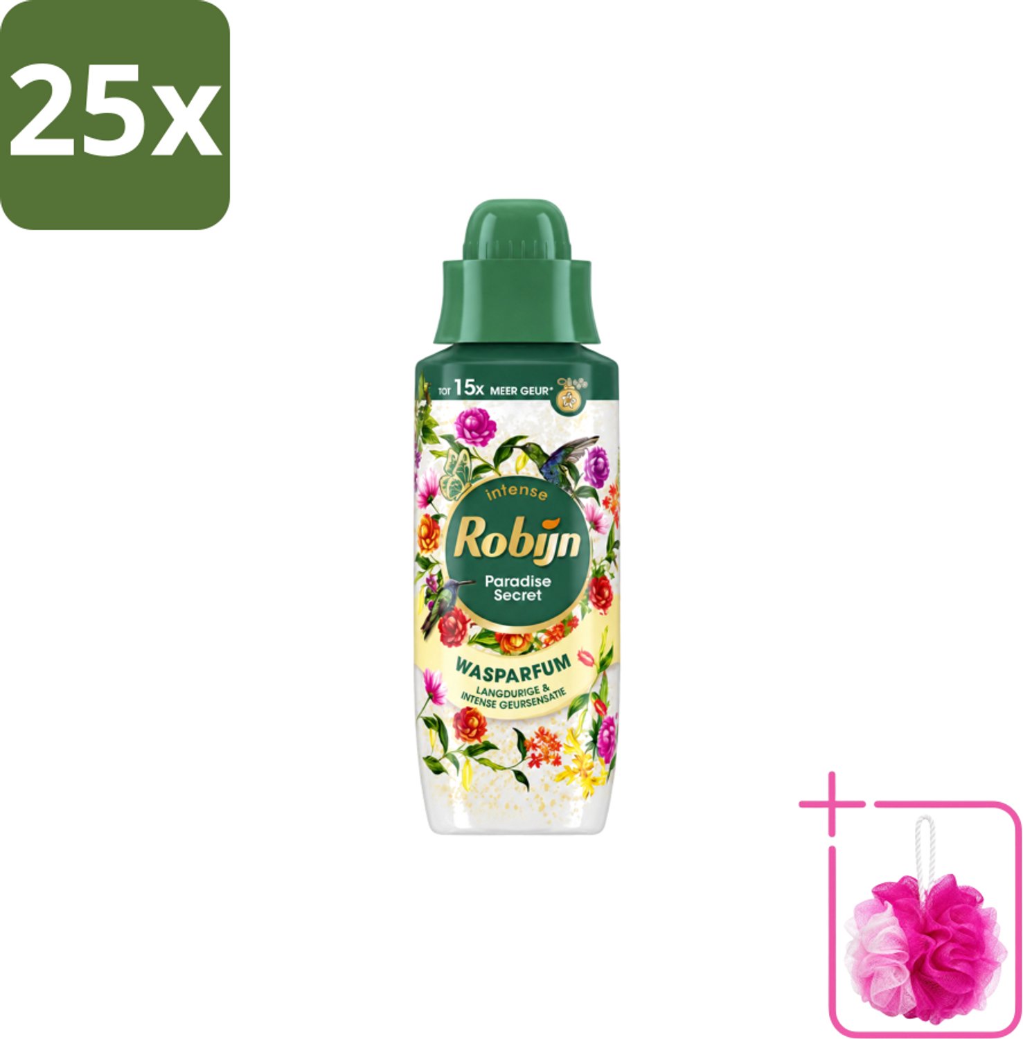 25 x Robijn – Wasparfum – Paradise Secret – 342 ml - Bulkverpakking - Wasparfum - Douchemop - Wasparfum voor kleding