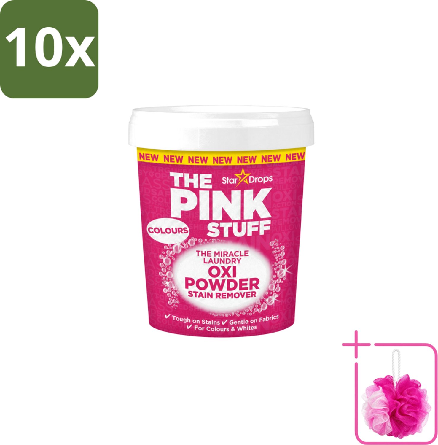10 x The Pink Stuff - Vlekverwijderaar - Voor Bonte Was - 1kg - Bulkverpakking - Vlekverwijderaar - Douchemop - Wasgoed reinigen