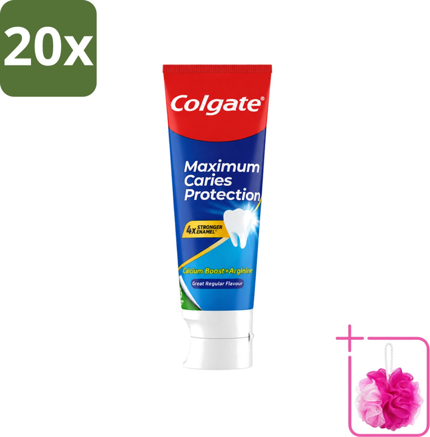 20 x Colgate - Carries Protection - Met Calcium - Tandpasta - 75ml - Bulkverpakking - Tandpasta tegen gaatjes - Douchemop - Tandbederf bescherming