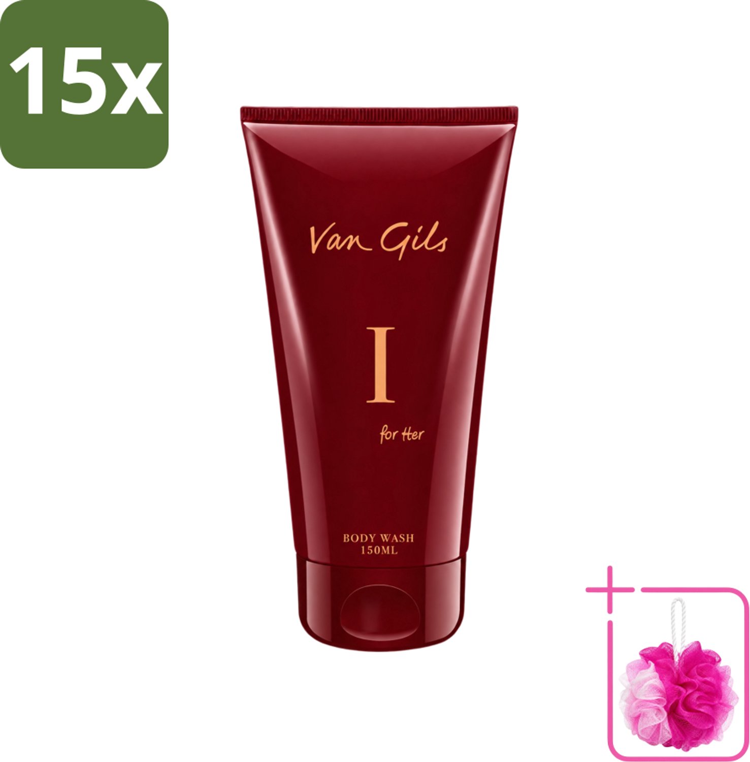 15 x Van Gils - Douchegel - I for Her - Zachte Reiniging & Luxe Geurbeleving - 150 ml - Bulkverpakking - Douchegel vrouwelijk - Douchemop - Reiniging huid