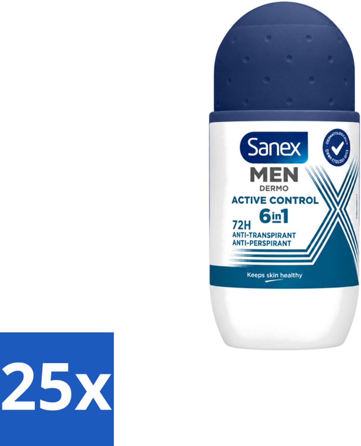 25 x Sanex Men – Deo Roll-on – Active Control – 53 ml - Voordeelverpakking - 25 stuks