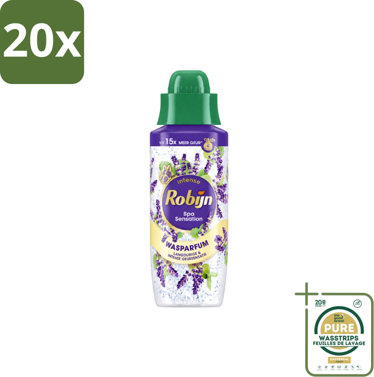 20 x Robijn – Wasparfum – Intense Spa Sensation – 342 ml - Wasstrips - Wasparfum - Wasparfum Spa - Geur - Geurparlletjes - Wasmiddel