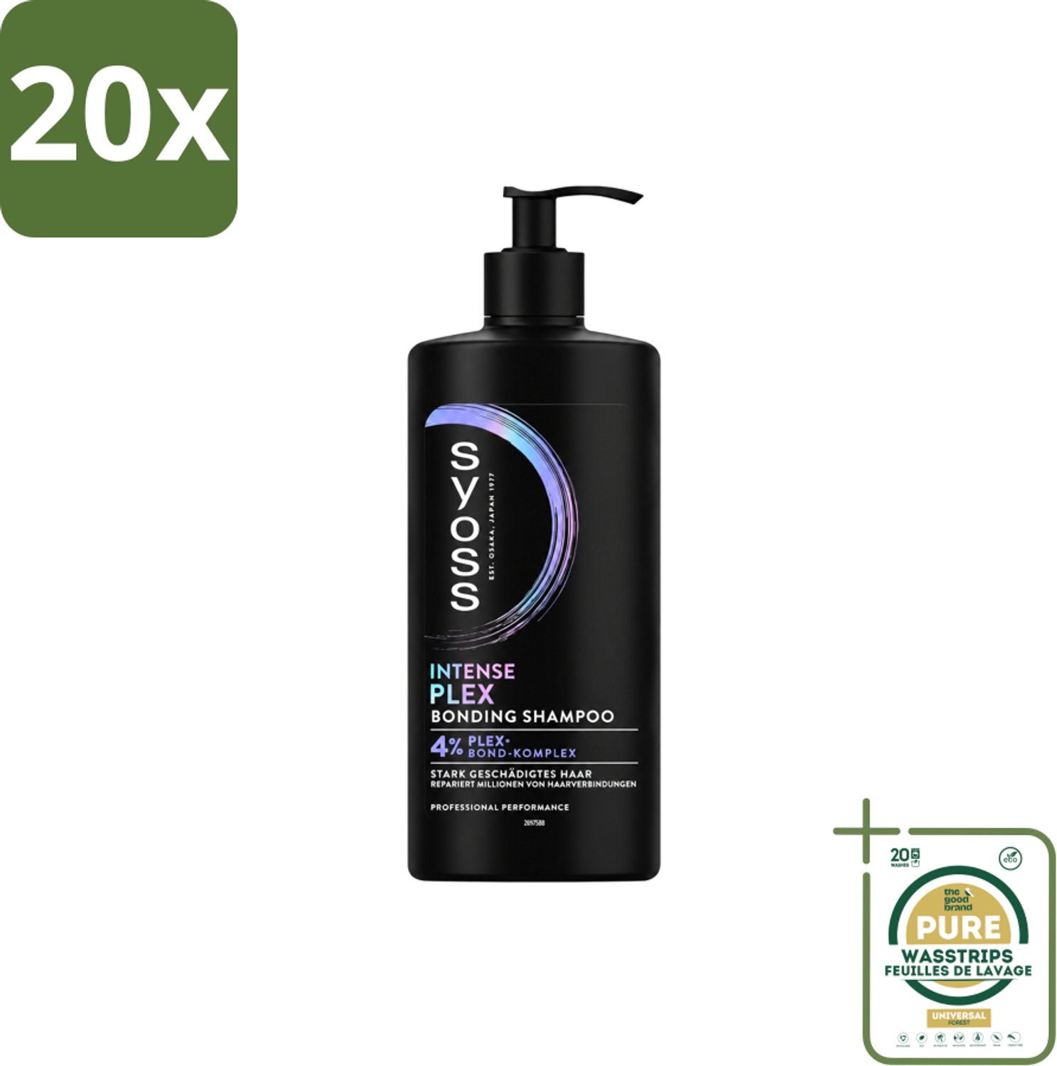 20 x Syoss – Shampoo – Intense Plex – 440 ml - Wasstrips - Haarherstel - Haarversterking - Haarbescherming - Haarbreuk Verminderen - Chemisch Behandeld Haar