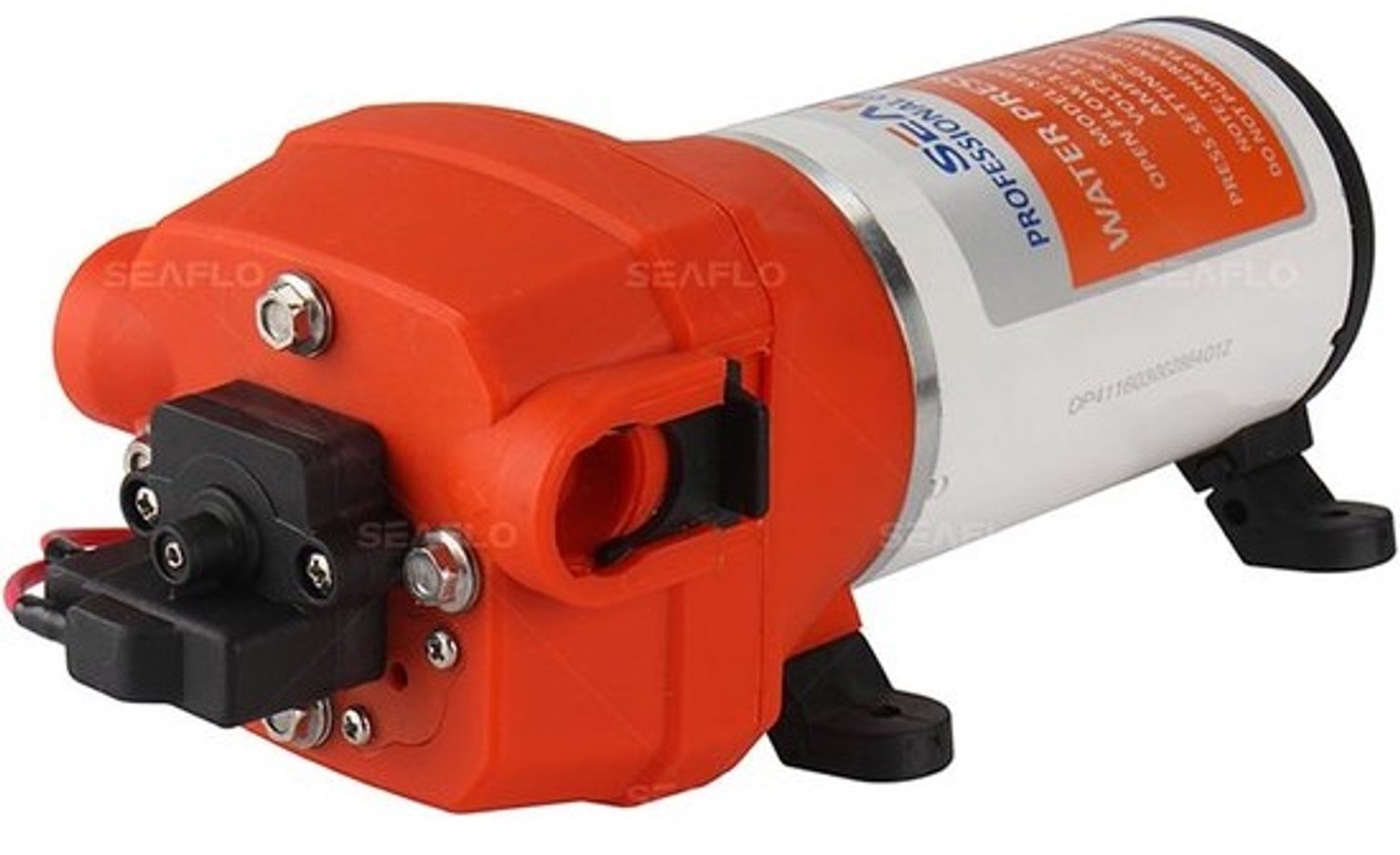Waterdrukpomp - Membraanpomp - Voor watersystemen - Zelfaanzuigend, droogloop - 12 volt, 17 L/min - Oranje