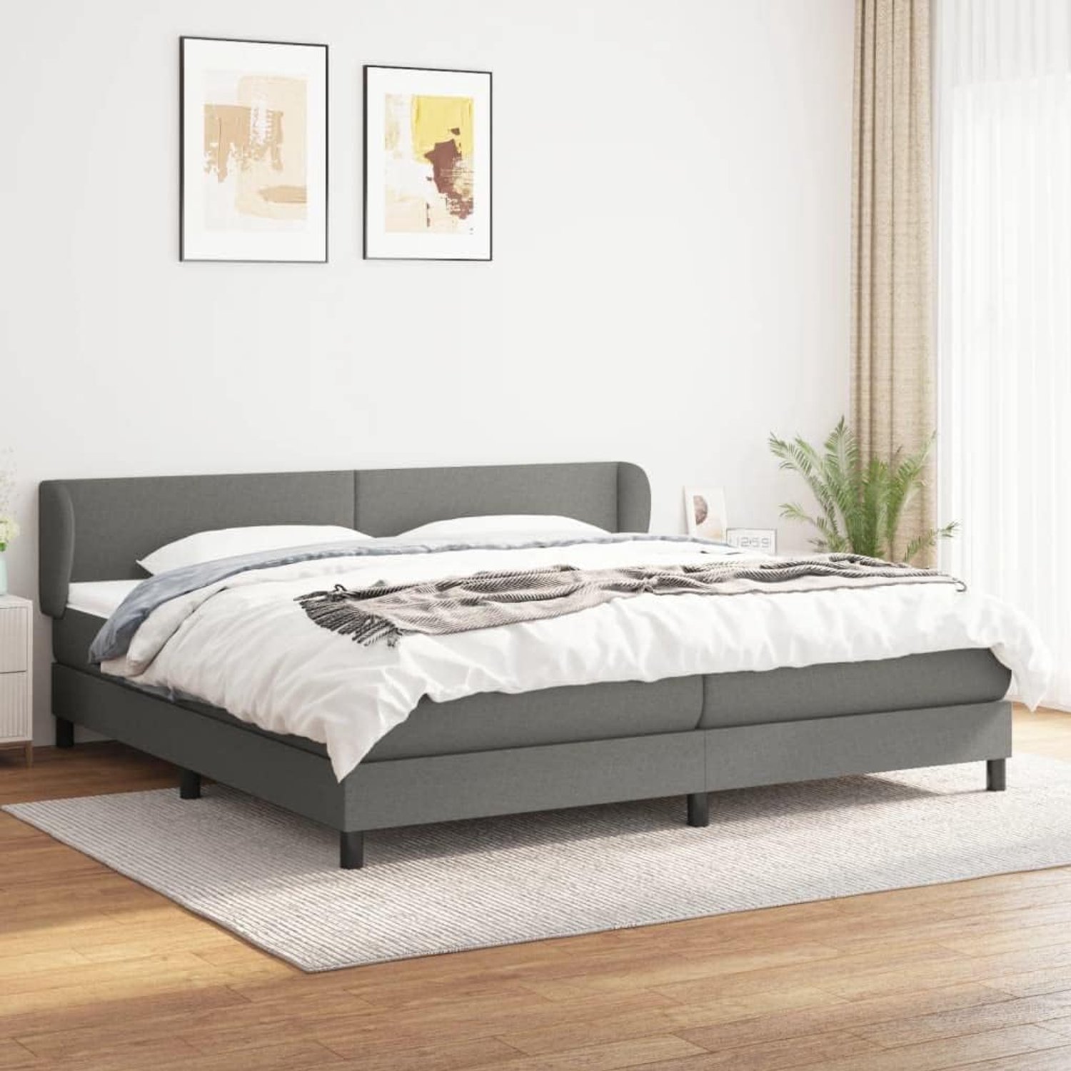 Verstelbaar hoofdbord Boxspringbed 200x200 cm donkergrijs