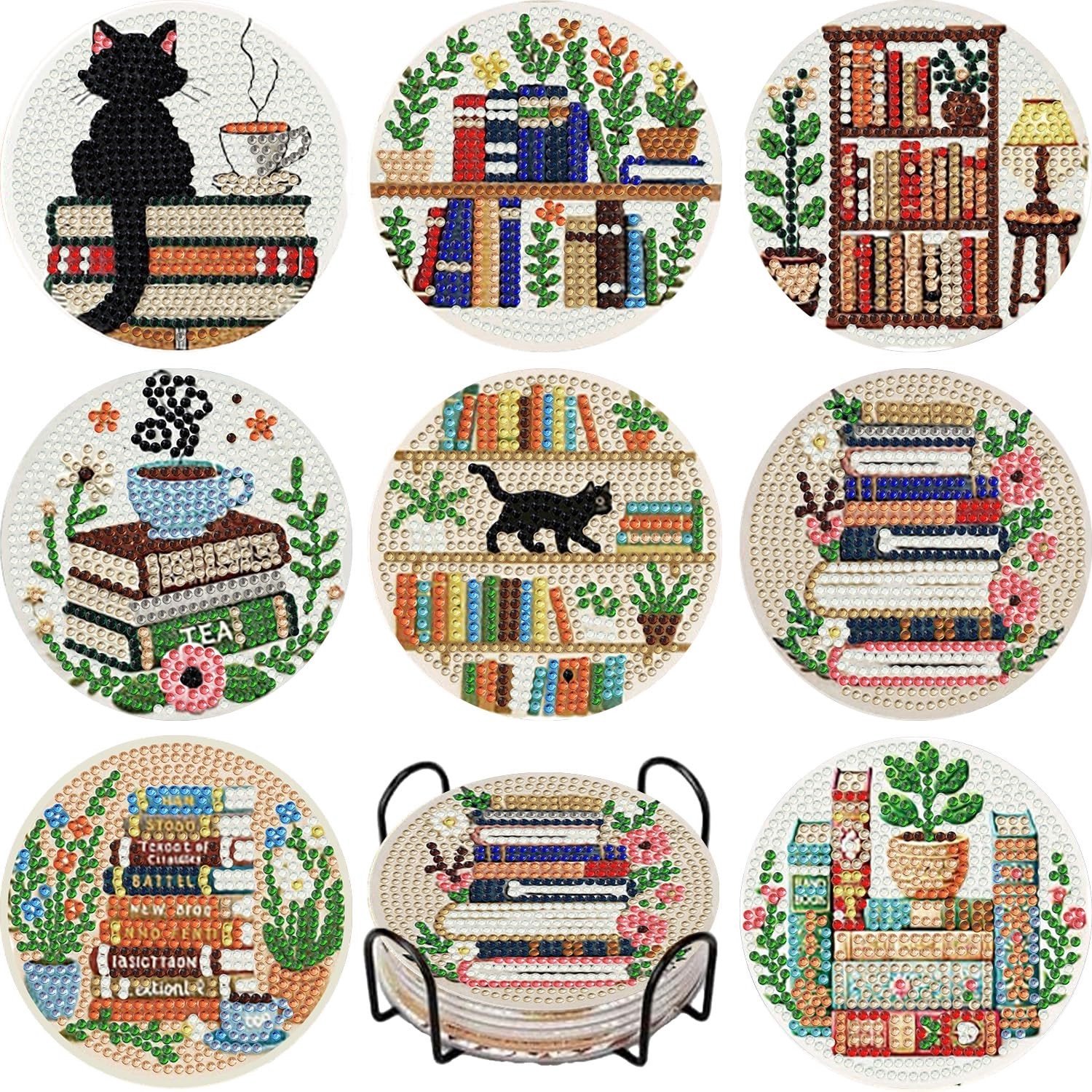 8 Stuks Diamant Schilderen Coasters - Creatieve DIY Set met Houder