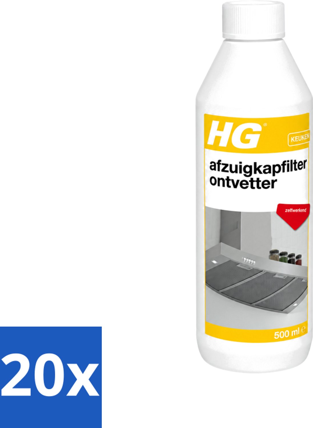 20 x HG - Afzuigkapfilter Ontvetter - Zelfwerkend - 500 ml - Voordeelverpakking - 20 stuks