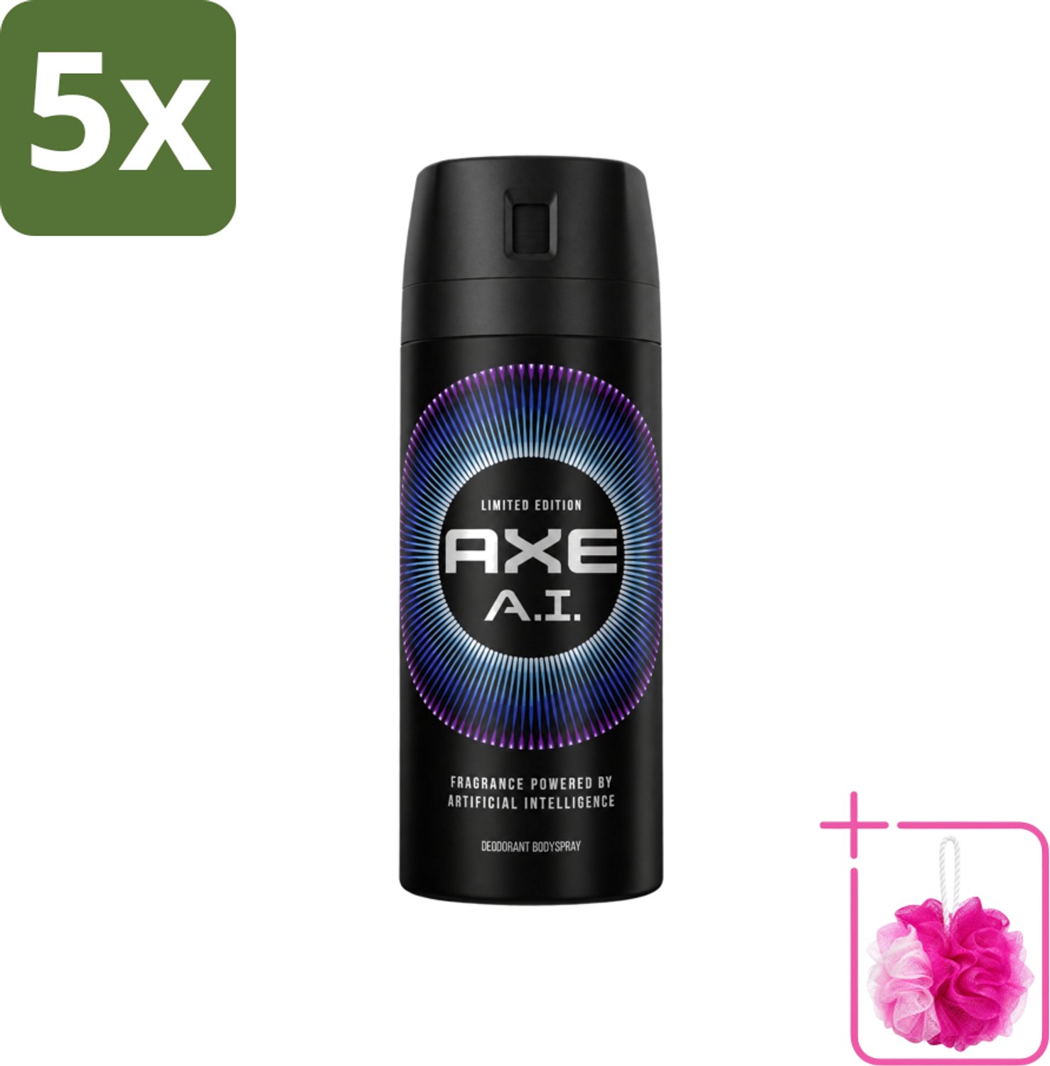 5 x Axe - Limited Edition - Deodorant Bodyspray - A.I. - 150 ml - Bulkverpakking - Axe A.I. Bodyspray - Douchemop - Deodorant Bodyspray